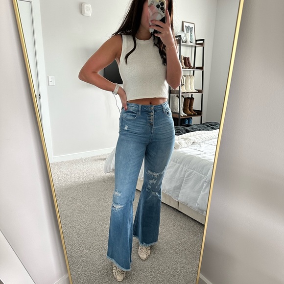 Altar’d State Distressed Flare Jeans - Picture 2 of 7